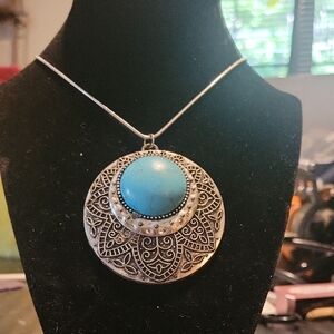 Bohemian Turquoise and Silver Necklace
